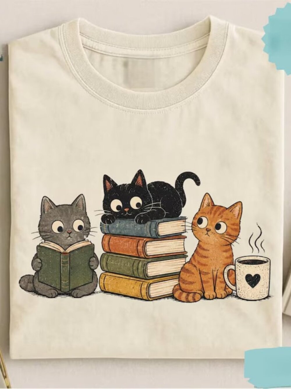 Cute Reading Cats Shirt, Book Lover Cat Tee, Cat Shirt Gift